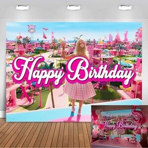 BARBIE Movie Themed Birthday Background for Girls Kids Paradise Birthday